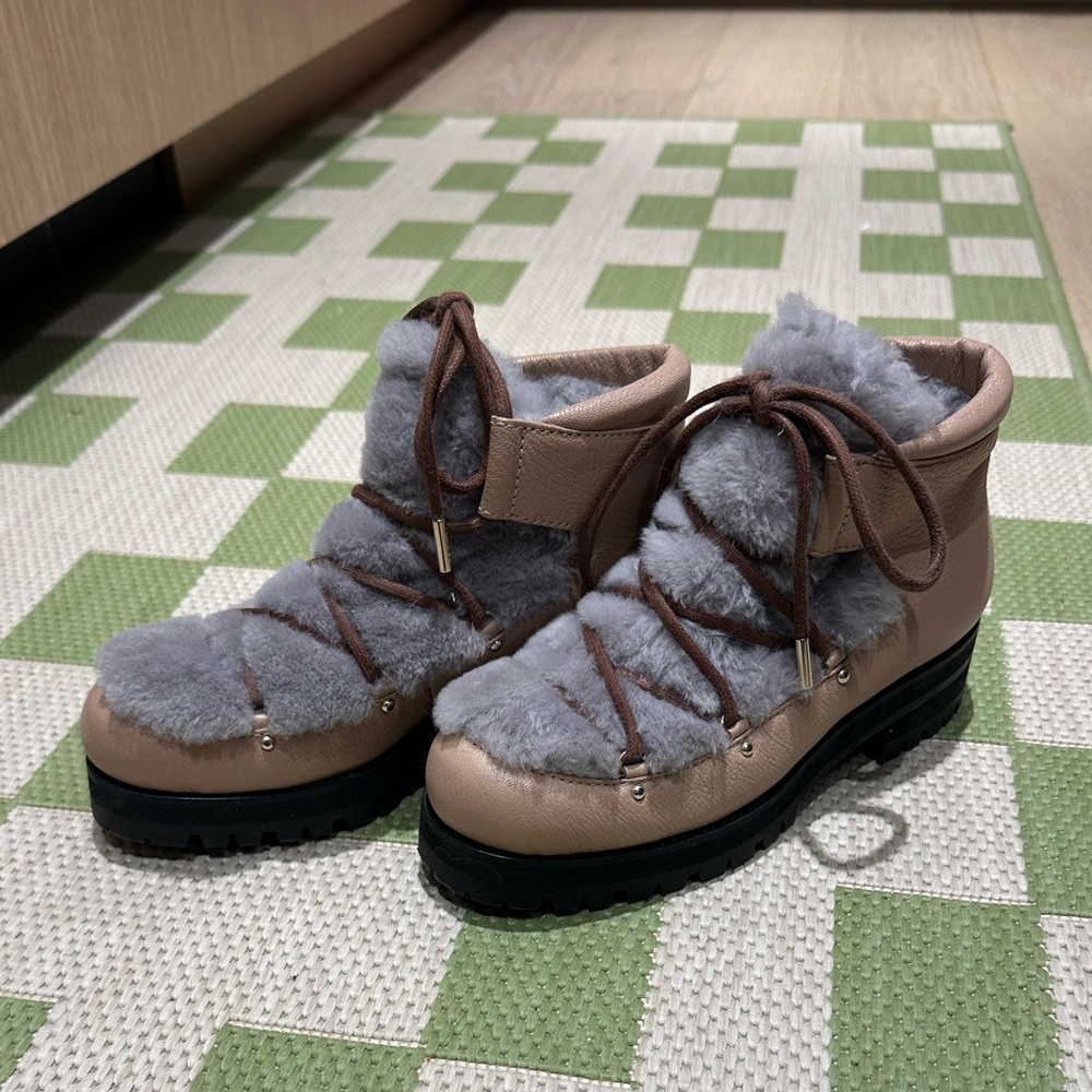 Jimmy Choo Ditto Ankle Boots in Ballet Pink with Shearling Fur Lining